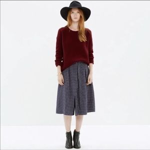 Madewell Blue Midi Silk Skirt in Ascot Grid